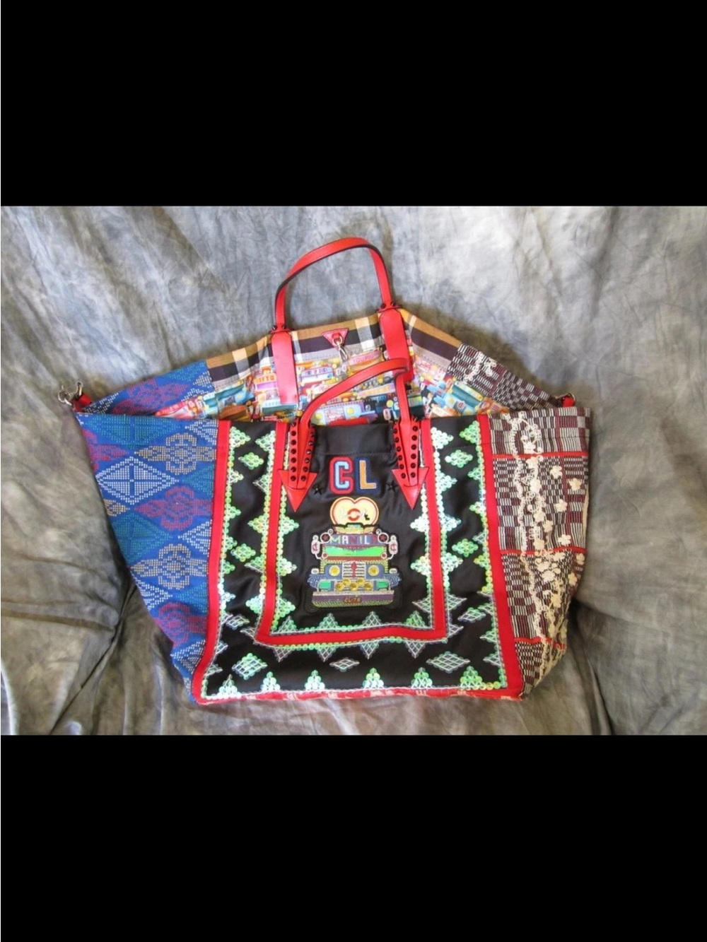 CHRISTIAN LOUBOUTIN Multi Color Manilacaba Embellished Tote Bag XLarge